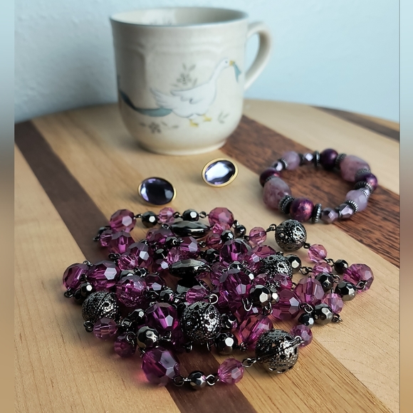 Jewelry Dish Mug Bundle Of 4 Purple Gun Metal - Picture 1 of 6